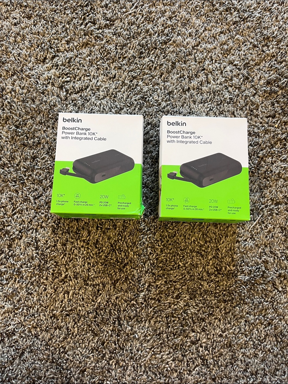 belkin Black Power Bank 10K with Integrated Cable (Pack of 2)